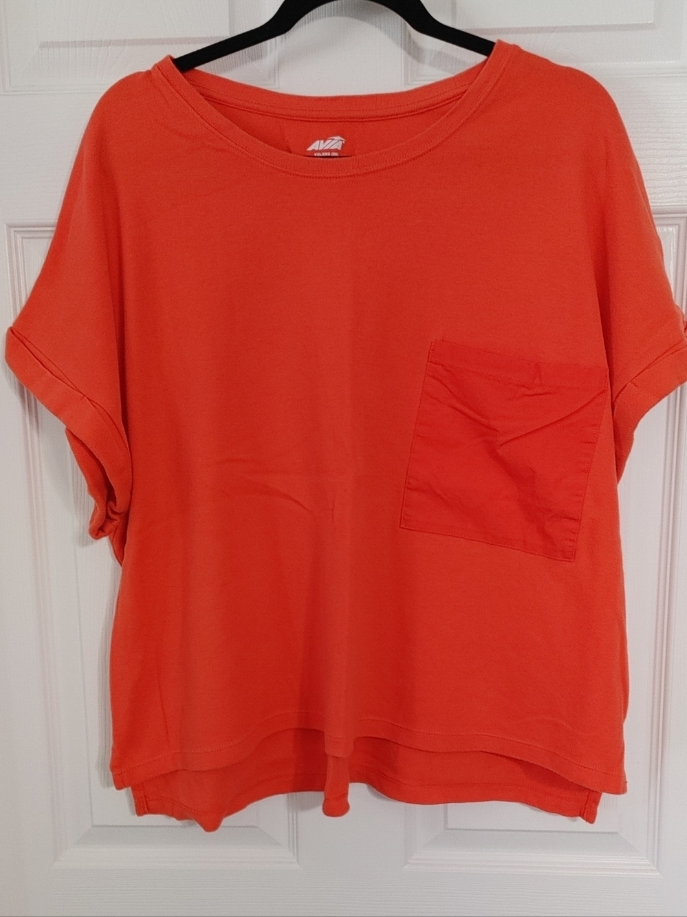 Avia Casual Peachy Orange Short-Sleeve Pocket Tee Sz XXL w/Oversized Sleeves